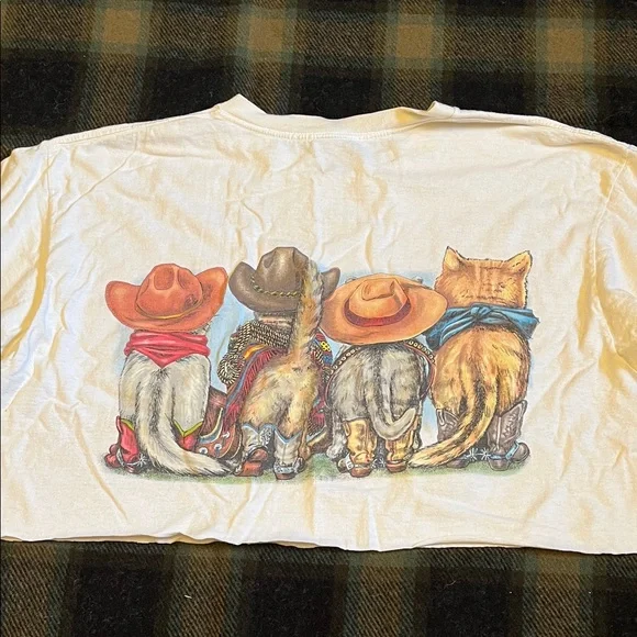 Vintage Cowboy Cat Graphic T-Shirt - Picture 2 of 3